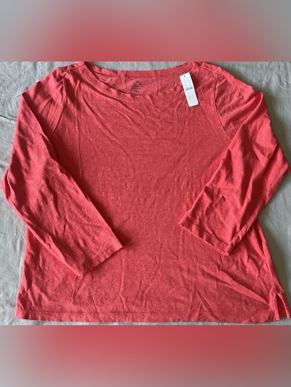 J Crew Cotton Slub Painter Tee Boatneck 3/4 Sleeve Womens XL New Classic